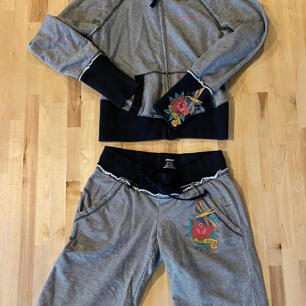 DKNY ladies shorts with matching zip up hoodie